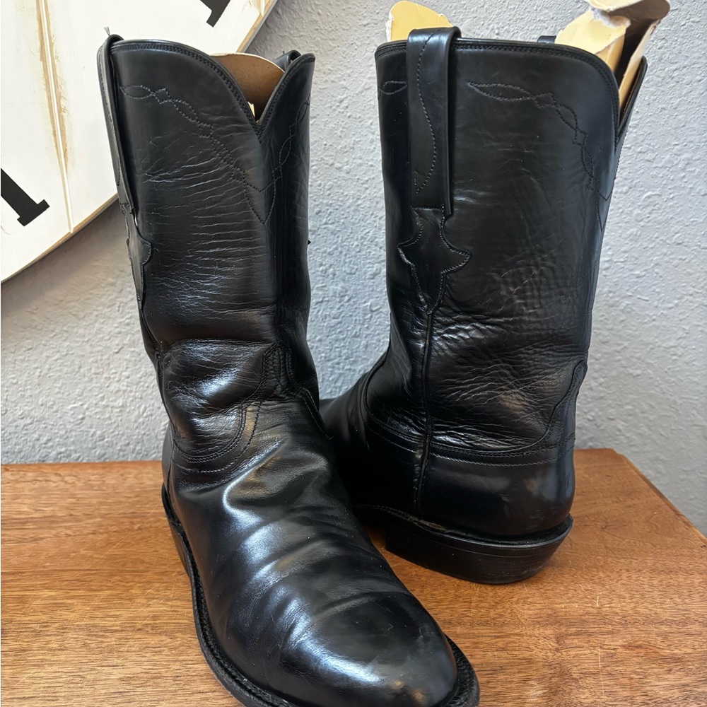 Lucchese Classic Black Leather Western Boots Women Size 9.5